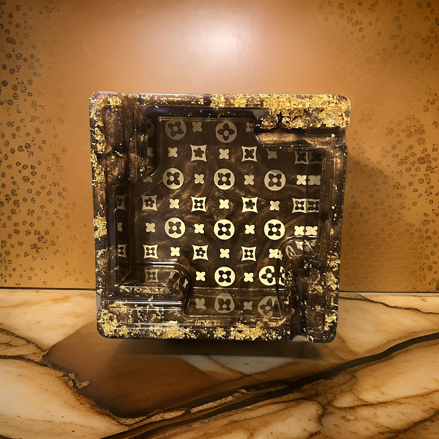 Gold Flake Monogram Ashtrays